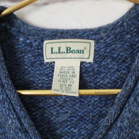 Vintage LL Bean Blue Wool Blend Knit Button Front Rolled Hem Vest Size M - Picture 4 of 8